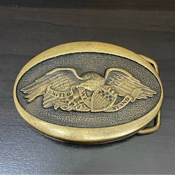 Vintage NOCONA Co. Bullet Stud Leather Belt with Eagle Brass Belt Buckle Size 38 - Picture 12 of 15